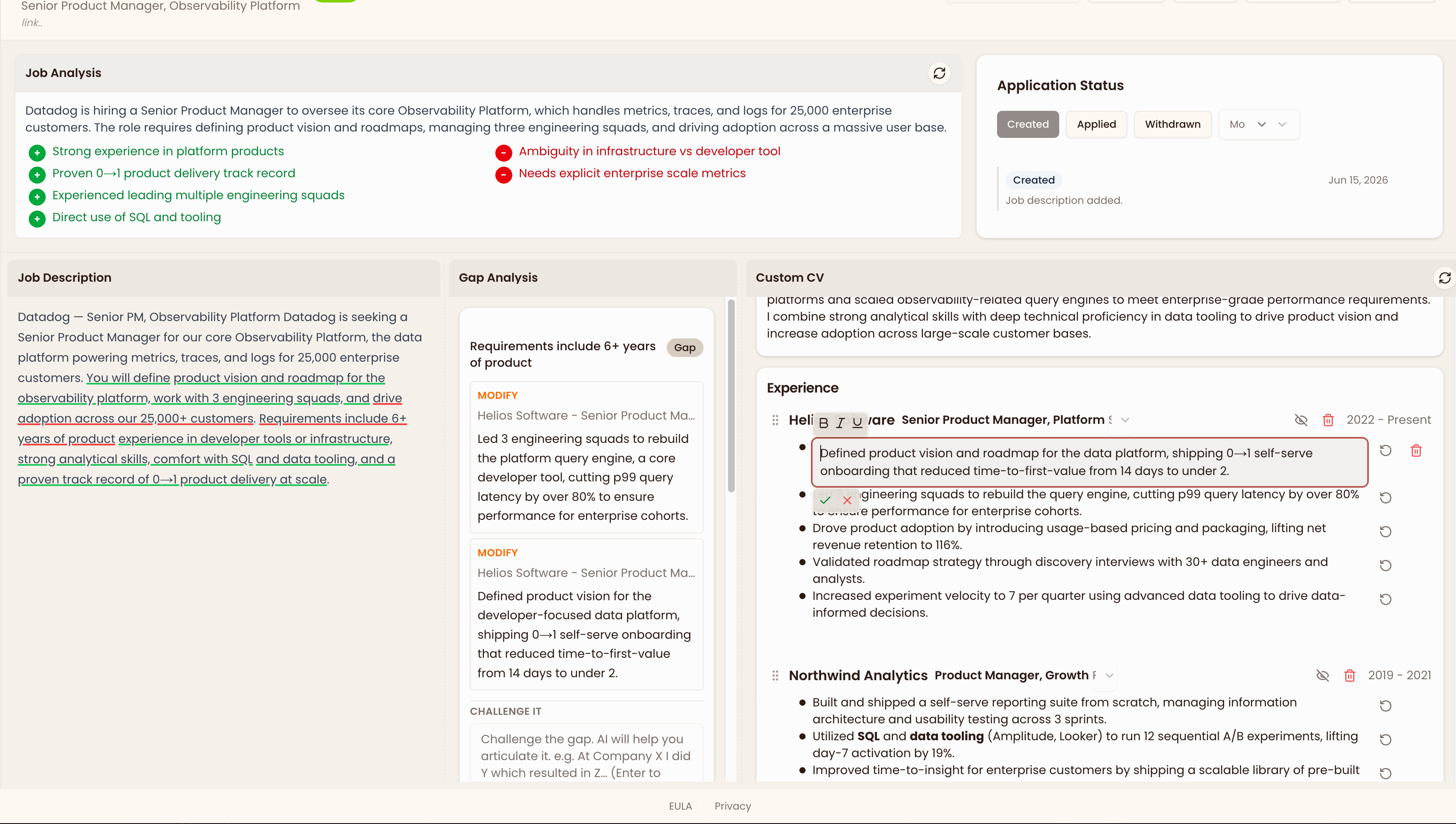 Or simply edit in place the CV
